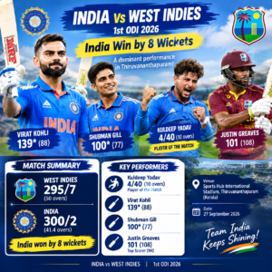 India vs West Indies 1st ODI 2026